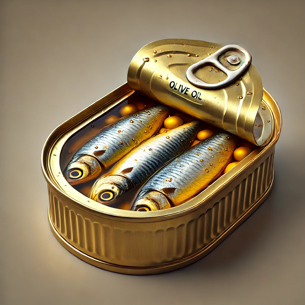Sardines in a can of oil opened.